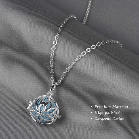 INFUSEU Essential Oil Necklace Lotus Flower Aromatherapy Pendant Scent Diffuser Anxiety Jewelry Spiritual Meditation