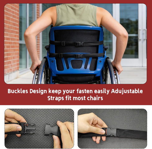 varrisin 16x18x2-4 Inch Wedge Wheelchair Seat Cushion with Backrest, High Density Foam Wheelchair Cushions Removable