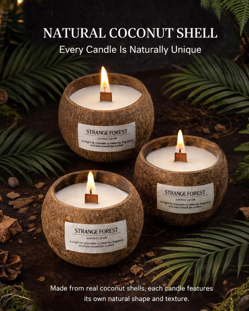 JUSHA 50 Gardenia Bloom Coconut Shell Scented Candle, Natural Soy Wax Wooden Wick Candle, Handmade Non Toxic