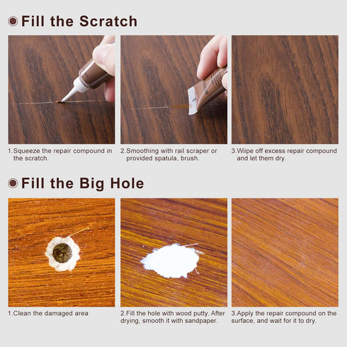 SEISSO Wood Filler and Furniture Repair Kit, 12 Colors Touch Up Kit for Wooden Floor Table, with Water-Based Putty