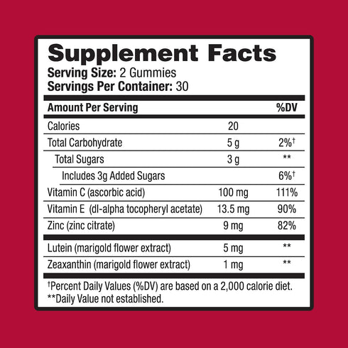 Gummy 60 Gummies Ocuvite Eye Vitamin & Mineral Supplement, Multivitamin for Eyes, Zinc, Vitamin C & E, Lutein