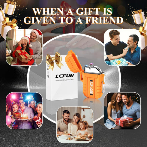 LcFun Electric Lighter - USB C Rechargeable, Windproof Waterproof Flameless Dual Arc Plasma Lighter with Lanyard
