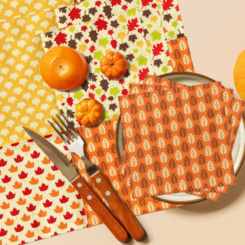HAKOTI 40Pcs Fall Napkins, Fall Maple Leaves Fall Paper Napkins Disposable Fall Party Decorations Napkins