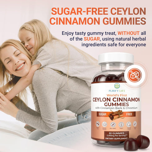 Purify Life Gummies (2,000mg/Serving) 7-Keto 60 Sugar-Free Ceylon Cinnamon Vegan, Gluten-Free Herbal Cinnamon