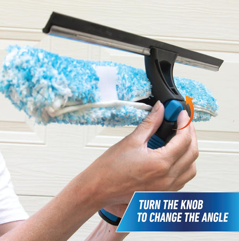 Unger Professional 18" ProFlex 2-in-1 Squeegee & Scrubber, Window Cleaning Tool with Pivoting Head, Reusable Sleeve