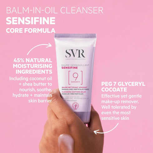 SVR Sensifine Cleansing Balm - Soothing Balm-to-Oil Face Cleanser & Makeup Remover for Sensitive Skin, 3.5 fl.oz.