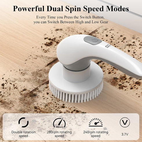 Electric Spin Scrubber 2024 New Bathroom Shower Cleaner Cordless Cleaning Brush with 2 Speeds and 6 Replaceable Brush Heads Cleaning Supplies Shower Scrubber for Tub Tile Floor Kitchen by Minthouz