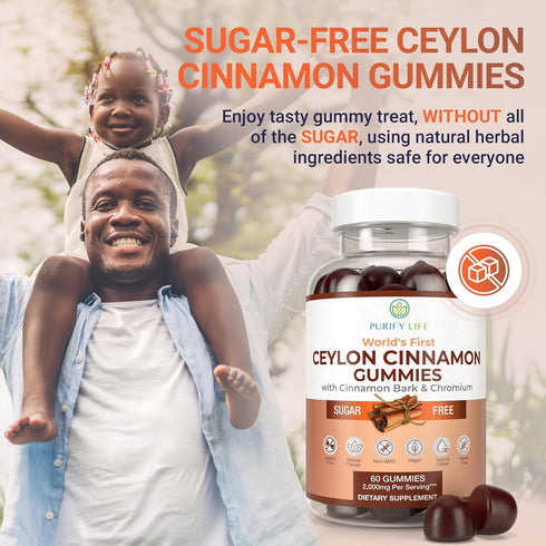 Purify Life Gummies (2,000mg/Serving) 7-Keto 60 Sugar-Free Ceylon Cinnamon Vegan, Gluten-Free Herbal Cinnamon