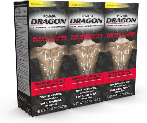 Dragon - Ultra Strength Pain Relief Cream for Muscle, Back and Joint Pain Cream, 2 Ounce (Pack of 3)