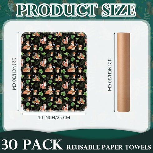 30 Pcs Reusable Paper Towel, Paperless Towel with Cardboard Roll, Washable Napkins for Kitchen