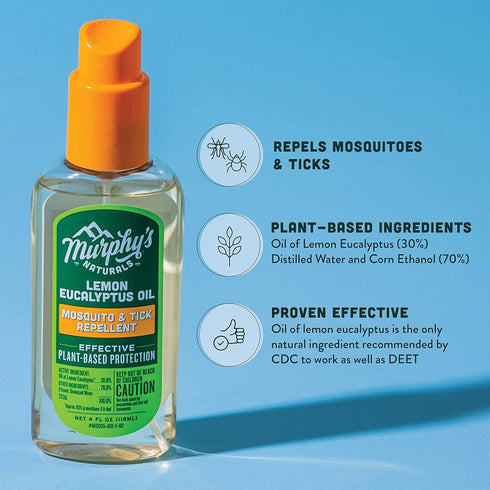 Murphy's Naturals Lemon Eucalyptus Oil Insect Repellent Spray | DEET-Free, Plant-Based, 4 Ounce Pump Spray, 2 Pack