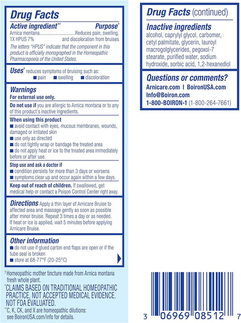 Boiron Arnicare Bruise Cream, Pain Relief from Bruising, Swelling or Discoloration from Injury, 1.4 oz (Pack of 1)