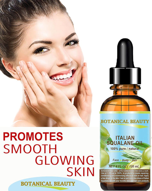 SQUALANE Italian Olive, 100% Pure Natural Undiluted Oil, 4 fl oz - Ultra-Pure Moisturizer for Face, Skin, Body