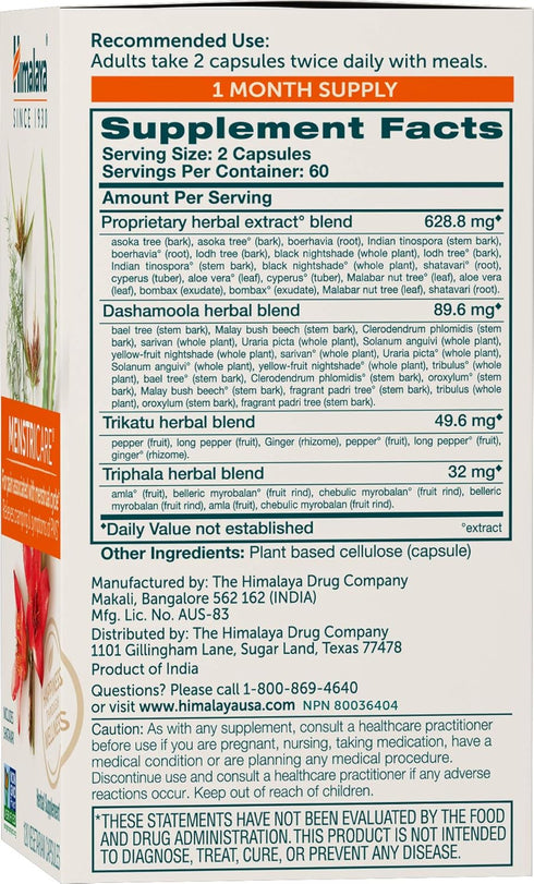 Himalaya MenstriCare, 30 Day Supply - Supports PMS, Menstrual Cramp Relief, and Hormone Balance for Women - Vegan,