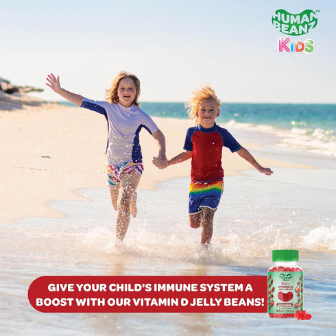 Vitamin D3 Jelly Bean Gummies for Kids, 120 Strawberry Blast Jelly Beans - 25mcg/1000 IU Nutritional Vegetarian