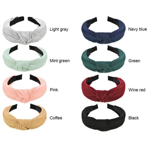 Maxdot 8 Pieces Knotted Wide Turban Headbands for Women, Elastic Hair Bands, Hair Accessories for Girls