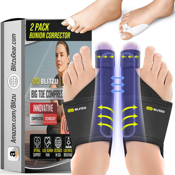 BLITZU Bunion Corrector for Women and Men, Orthopedic Bunion Splint, Big Toe Separator Pain Relief (2 Count)