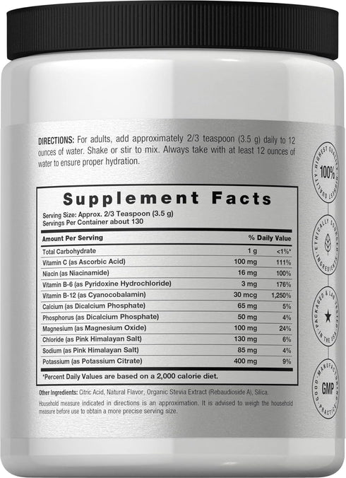 Horbaeach Electrolytes Powder, 16 oz, 130 Servings, Vegetarian, Keto-Friendly, Lemon Flavor