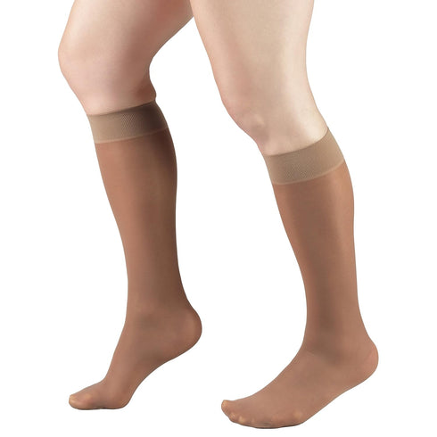 Truform Sheer Compression Stockings, 8-15 mmHg, Women's Knee High, 20 Denier, Taupe, Small
