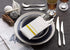 Disposable Dinner Napkins Cloth Like with Built-in Flatware Pocket,Wedding Party Linen Feel White and Golden Napkin, Prefolded for Silverware, 50 Counts by UKEENOR