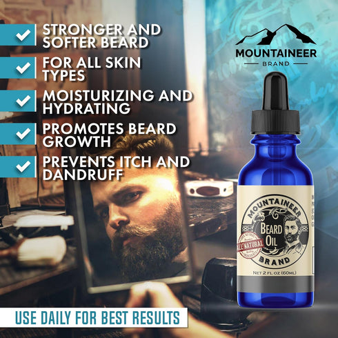Mountaineer Brand Natural Beard Oil with Lime & Sage Scent, Hydrates and Conditions Beards, 2oz