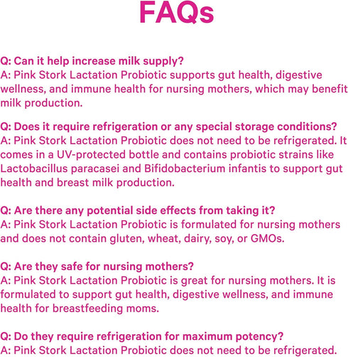 Pink Stork Lactation Probiotic - 30 Billion CFUs Multi Strain Postnatal Probiotics for Breastfeeding Women, 30 Capsules