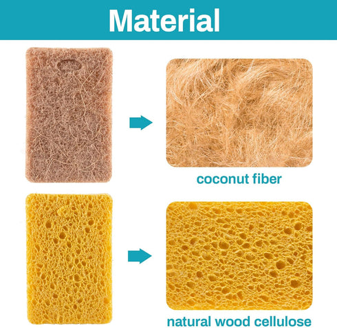 10PCS Natural Sponges for Dishes, Biodegradable Eco Friendly Non-Scratch Kitchen Cleaning Sponges