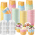 Jingmore 100 Count Paper Ice Cream Cups with Clear Dome Lids Disposable Dessert