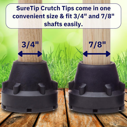 GRAY Crutch Tips & Cane Tip - Pair of 2, 3/4" 7/8” Inch, Heavy Duty Rubber Non-Slip Grey