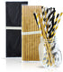 Black and Gold Straws, Biodegradable Disposable Paper Straw Pack for Party Decorations, 125 Count