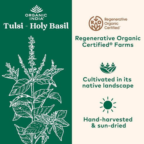 ORGANIC INDIA Tulsi Holy Basil Capsules, Herbal Supplement for Immune Support, Stress Relief, Vegan, 90 Capsules