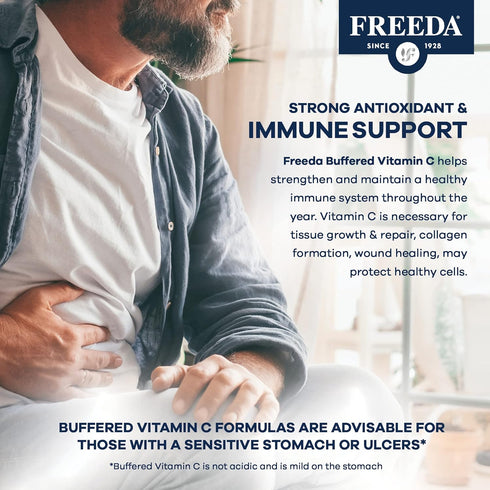 FREEDA Vitamin C - Buffered Vitamin C 500mg, Kosher, Powerful Antioxidant Immune Support - 100 Count