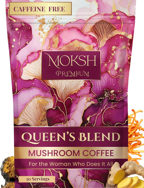 Moksh Premium Mushroom Coffee Instant Mushroom Coffee for Women with 2000mg Reishi, Maitake, Chaga