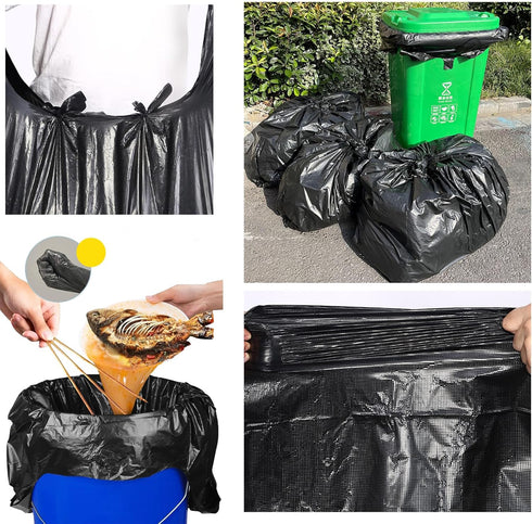 YIHUANYIFA 100 Counts 8-10 2 (8-10Gallon) Ultra Strong Gallon Black Trash Bags Mils Multi-Use Bin Liners Food Scrap