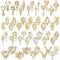 Maitys 54 Pieces Gold Nail Charms, Rhinestones Heart Nail Charms, Alloy 3D Dangle Nail Jewelry for Christmas Nail DIY