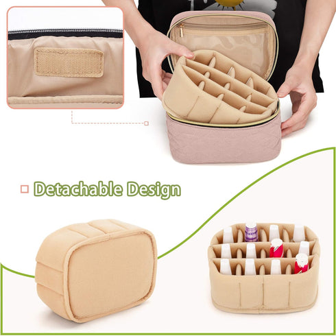 Yarwo Nail Polish Organizer Bag, Holds 12 Bottles (15ml/0.5 fl.oz), Travel Case for Nail Polish, Dusty Rose (Bag Only)