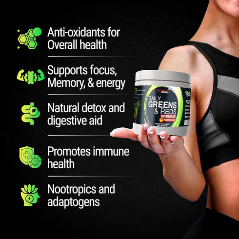 Greens and Reds Superfood Powder - 42 Superfoods, Antioxidants, Adaptogen, Probiotics for Digestive Health