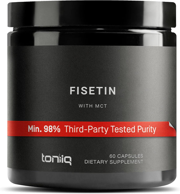 Toniiq Ultra High Purity Fisetin 500mg, 98%+ Bioavailable Fisetin Supplement with MCT Oil, 60 Capsules