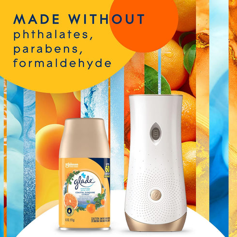 Glade Automatic Spray Refill, Coastal Sunshine Citrus, 6.2 Oz, 3 Count - Air Freshener for Home & Bathroom