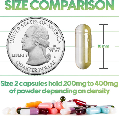 XPRS Nutra Size 2 Empty Capsules - 1000 Empty Vegan Capsules - Vegetarian Empty Pills for DIY Vegetable Capsule Filling