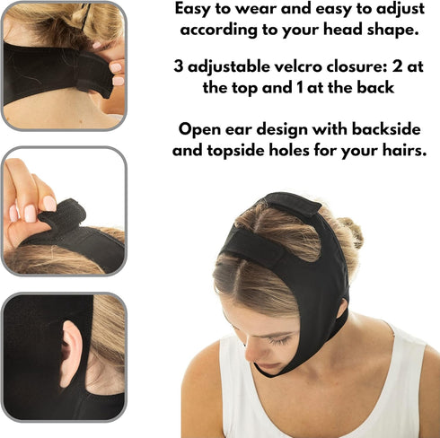 Post Surgery Neck and Chin Compression Garment Wrap Bandage, Jowl Tightening, Neck Coverage, Chin Lifting Strap (M)