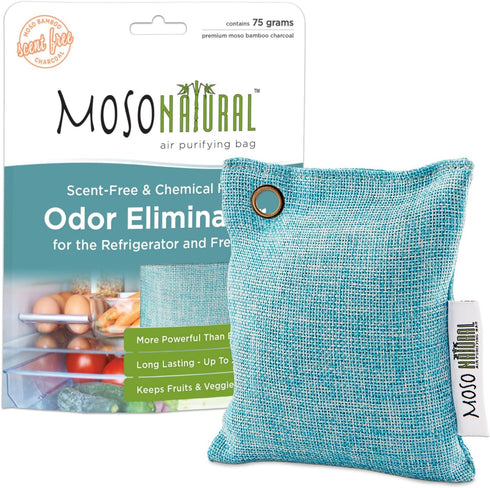 Moso Natural Bamboo Charcoal Fridge Deodorizer - Long-Lasting Odor Eliminator for Refrigerator & Freezer