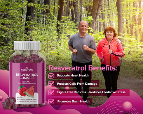 Resveratrol Gummies - Sugar Free Natural Raspberry Watermelon Flavor, 1500mg for Heart and Immune Support