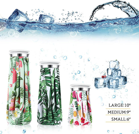 Nuanchu 3 Pieces Reusable Ice Bags for Injuries, Hot Cold Water Bag for Pain Relief (Hawaiian Style)