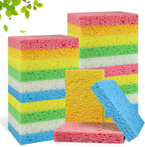 Kitchen Sponges 24 PCS - Compressed Cellulose Non-Scratch Natural Dish Sponge for Kitchen, Bathroom, Cars