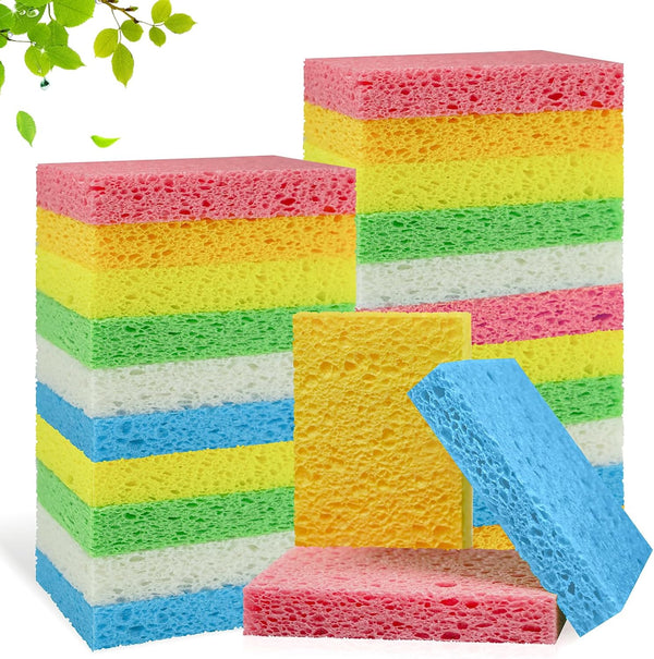 Kitchen Sponges 24 PCS - Compressed Cellulose Non-Scratch Natural Dish Sponge for Kitchen, Bathroom, Cars