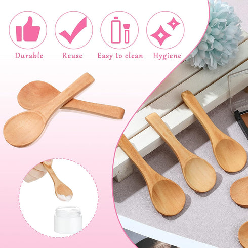 36 Pieces Small Wooden Makeup Spatulas, Wooden Cosmetic Spoons, Mini Nature Beauty Scoop for Women Girls