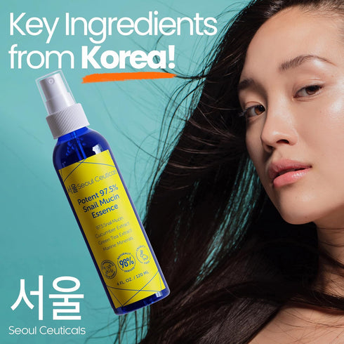SeoulCeuticals Korean Face Mist 97.5% Snail Mucin Essence - K Beauty Facial Spray, 4oz