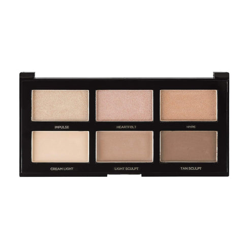 Profusion Cosmetics Mini Artistry Highlight & Contour Palette, Long Lasting Soft Powder Formula, Light Medium