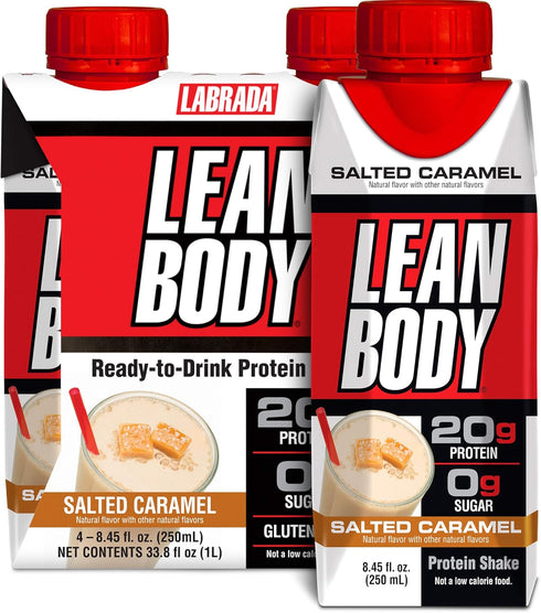 Lean Body Ready-to-Drink Salted Caramel Protein Shake, 20g Protein, 22 Vitamins & Minerals, Pack of 4